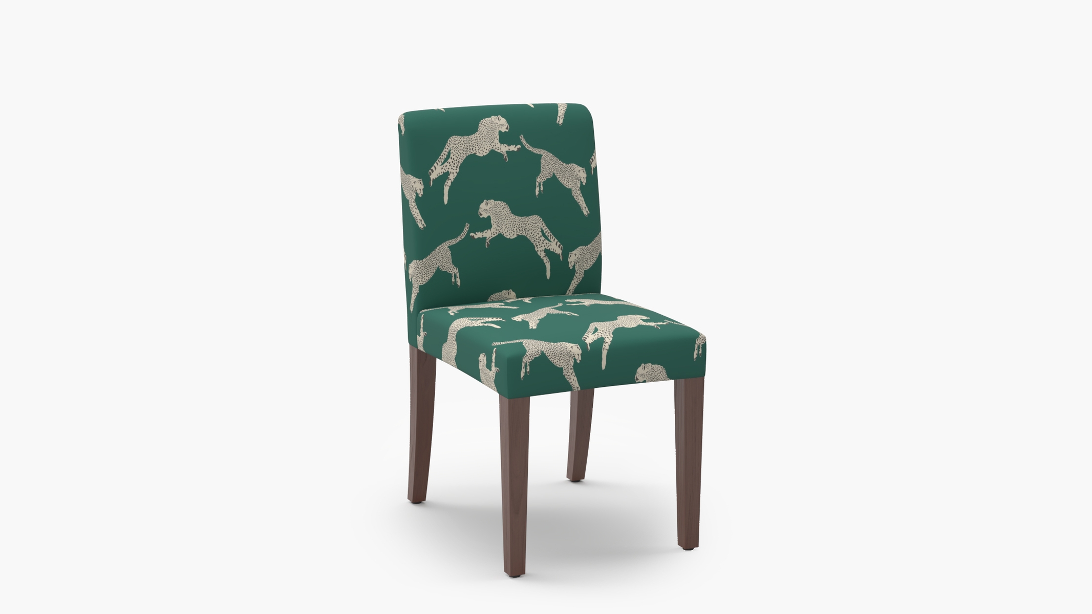 Signature Dining Chair, Polo Green Cheetah, Walnut Square Tapered Leg - Image 1