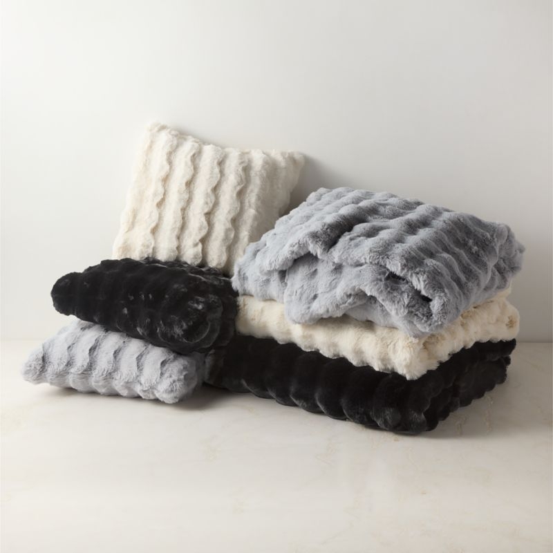 Farleigh Iced Blue Faux Fur Throw Pillow Cover 20"x20" - Image 3