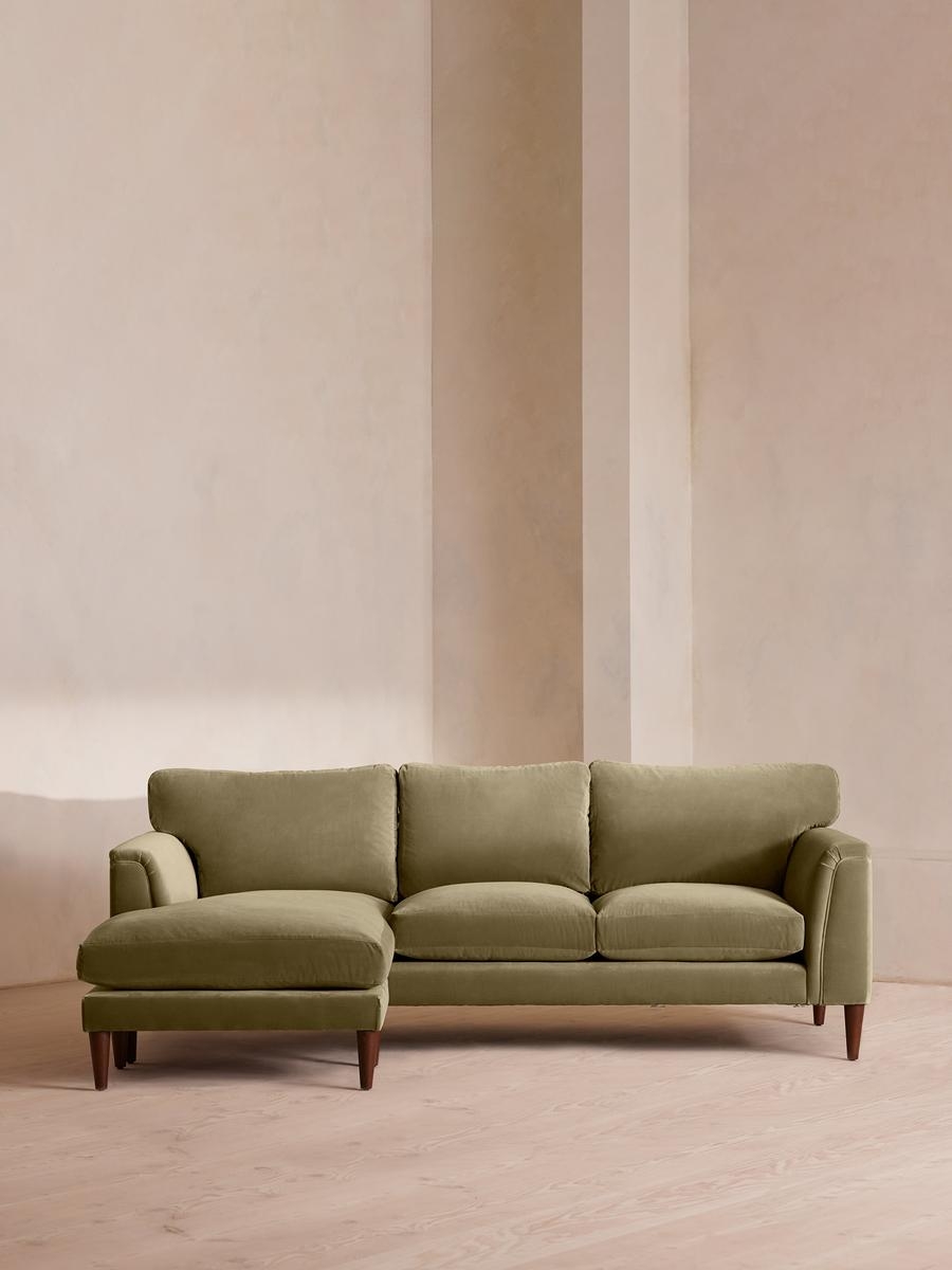 Reya Chaise-end Sofa, Velvet, Lichen, US - Image 0
