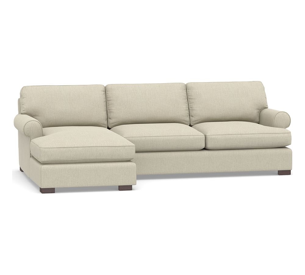 Townsend Roll Arm Upholstered Right Arm Sofa with Chaise Sectional, Polyester Wrapped Cushions, Chenille Basketweave Oatmeal - Image 0