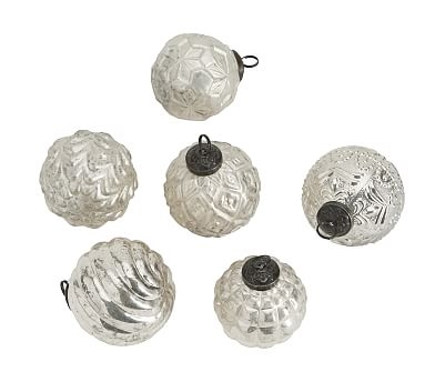 Mercury Adorned Ornament Set of 6 - Silver - Image 0