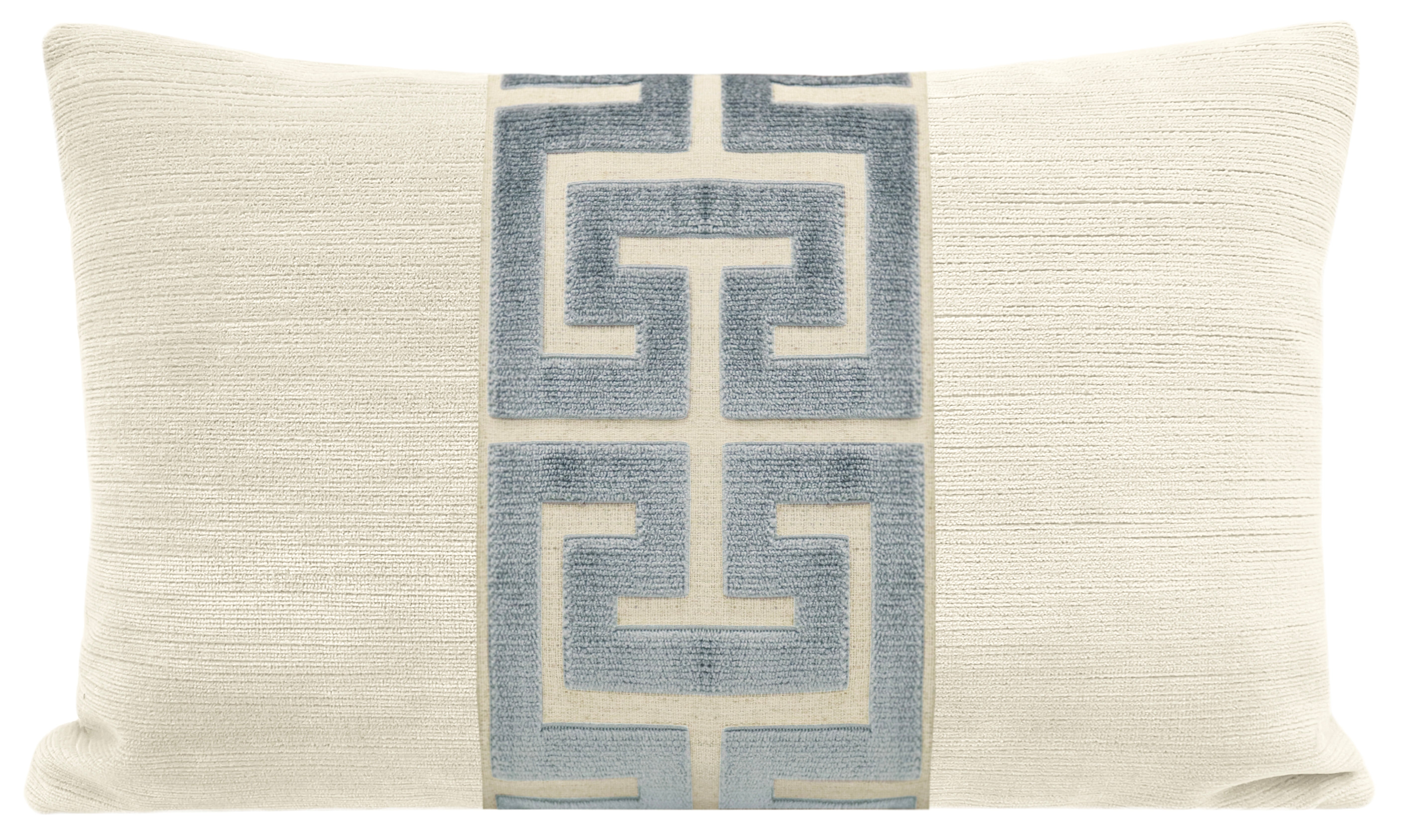 THE LITTLE LUMBAR :: STRIE VELVET // CASHMERE + DELFT GREEK TRIM - LITTLE LUMBAR 12" X 18" - Image 0