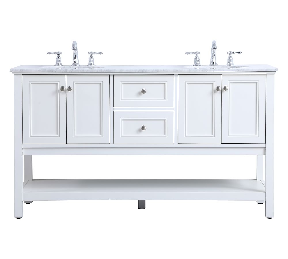White Taryn Double Sink Vanity, 60" - Image 0
