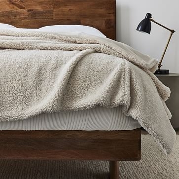 Sherpa Bed Blanket, Full/Queen, Silver - Image 1