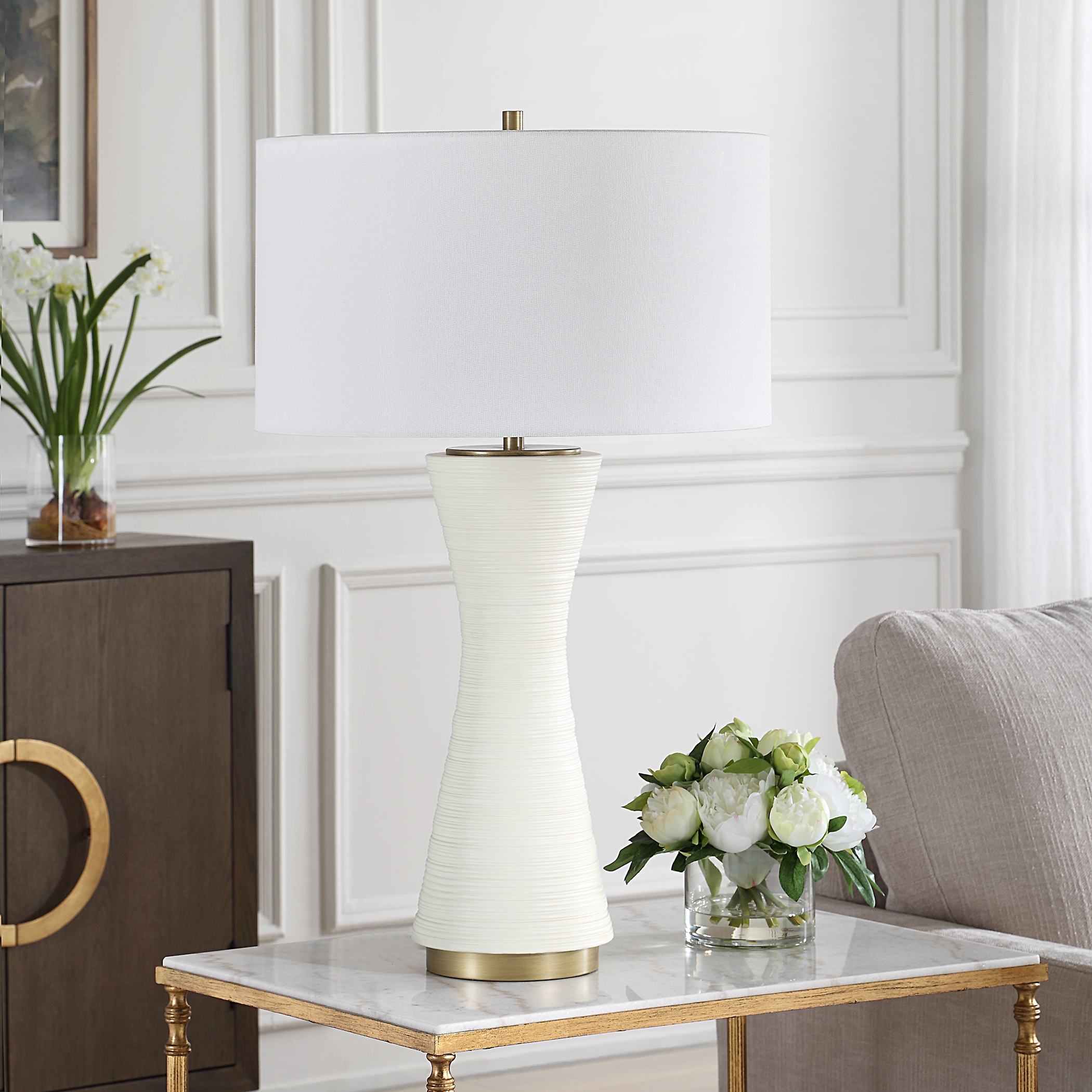 Ridgeline Matte White Table Lamp - Image 4
