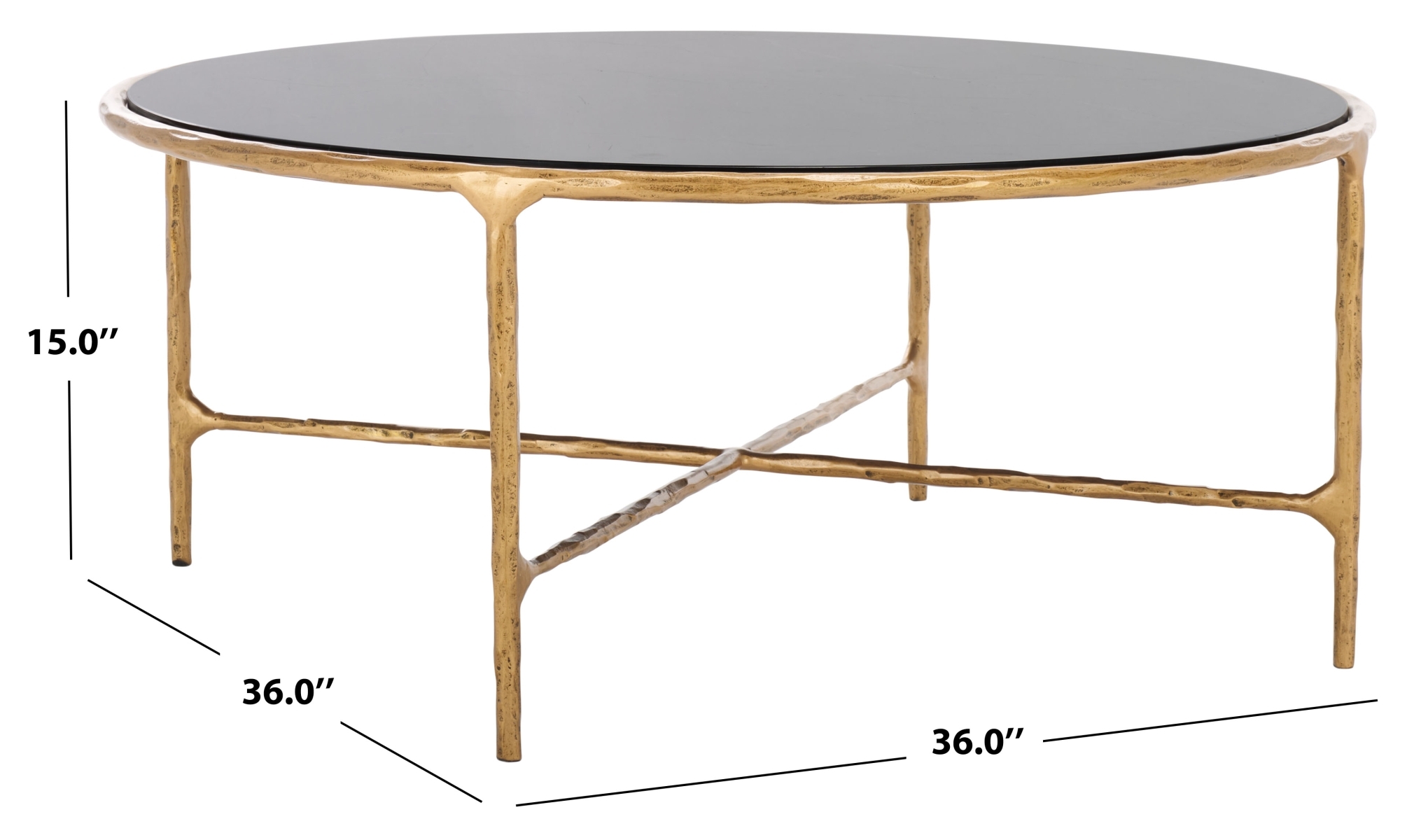 Jessa Round Metal Coffee Table - Brass/Black - Image 5