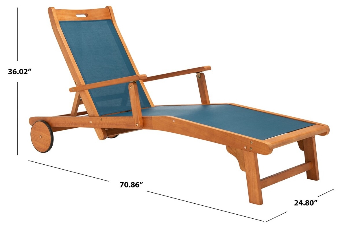 Kamson Sunlounger - Natural/Navy - Safavieh - Image 8