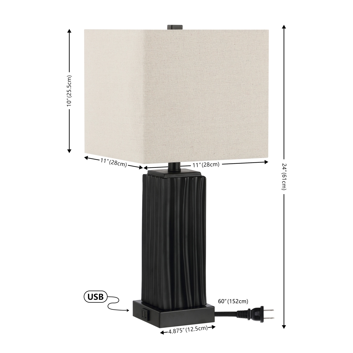 Park 22" Table Lamp W/ Usb - Black - Safavieh - Image 0