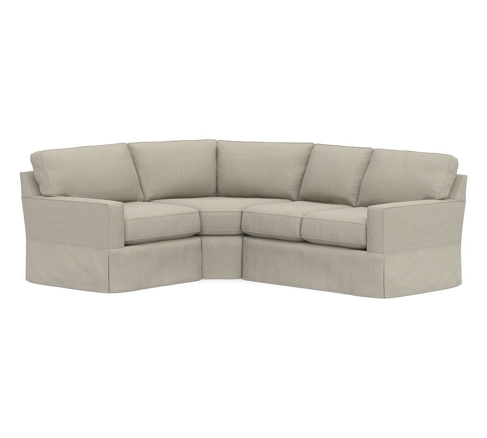 Buchanan Square Arm Slipcovered Right Arm 3-Piece Wedge Sectional, Polyester Wrapped Cushions, Chenille Basketweave Pebble - Image 0