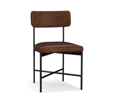 Maison Leather Dining Side Chair, Bronze Leg, Vintage Caramel - Image 1