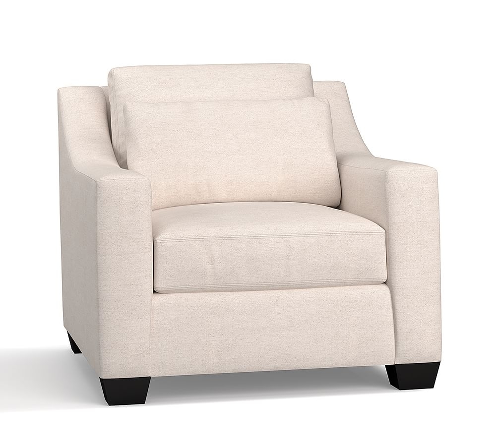 York Slope Arm Upholstered Deep Seat Armchair, Down Blend Wrapped Cushions, Park Weave Oatmeal - Image 0