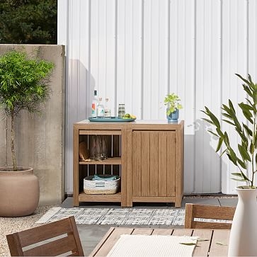 Portside Outdoor Corner Cabinet, Driftwood - Image 1