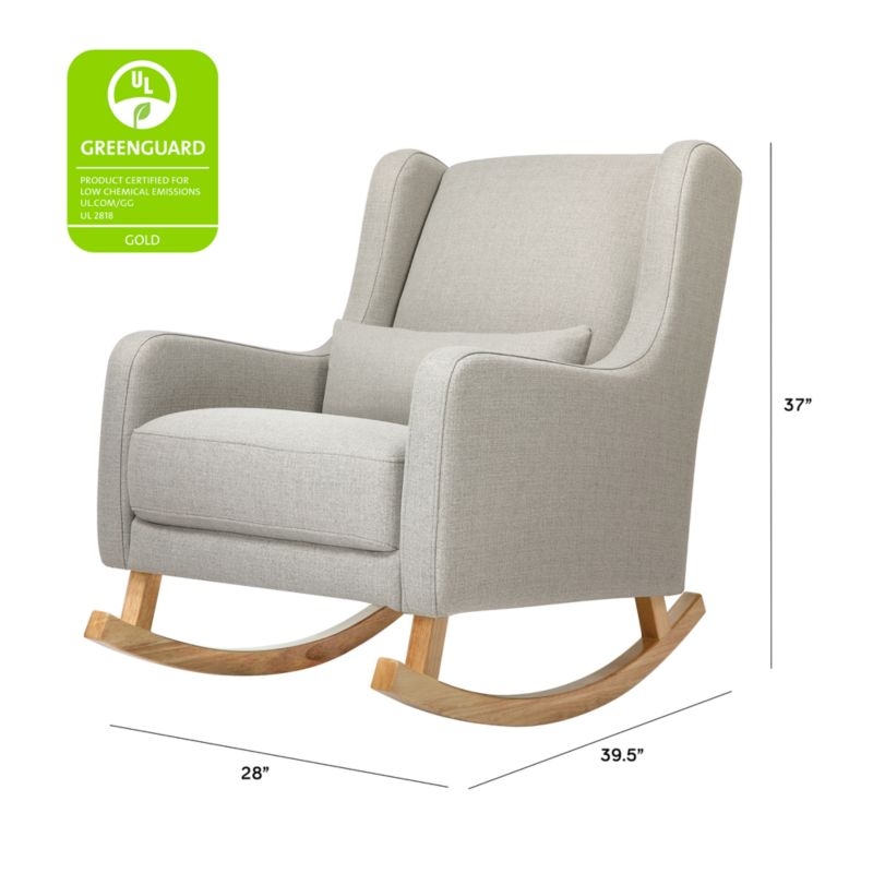 Babyletto Kai Grey Performance Nursery Rocking Chair with Wood Legs - Image 7
