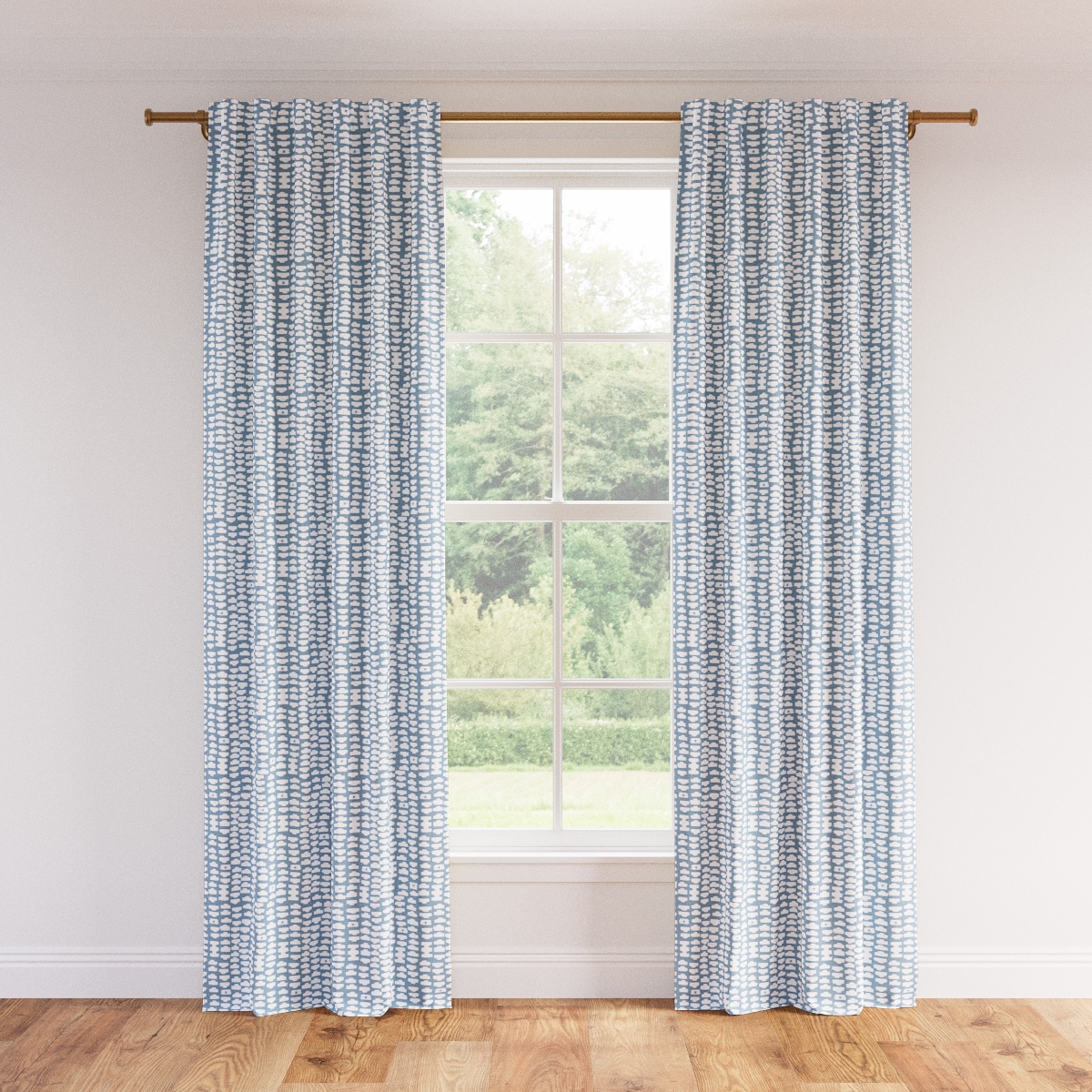 Printed Linen Curtain, Dusty Blue Odalisque, 50" x 96" - Image 0