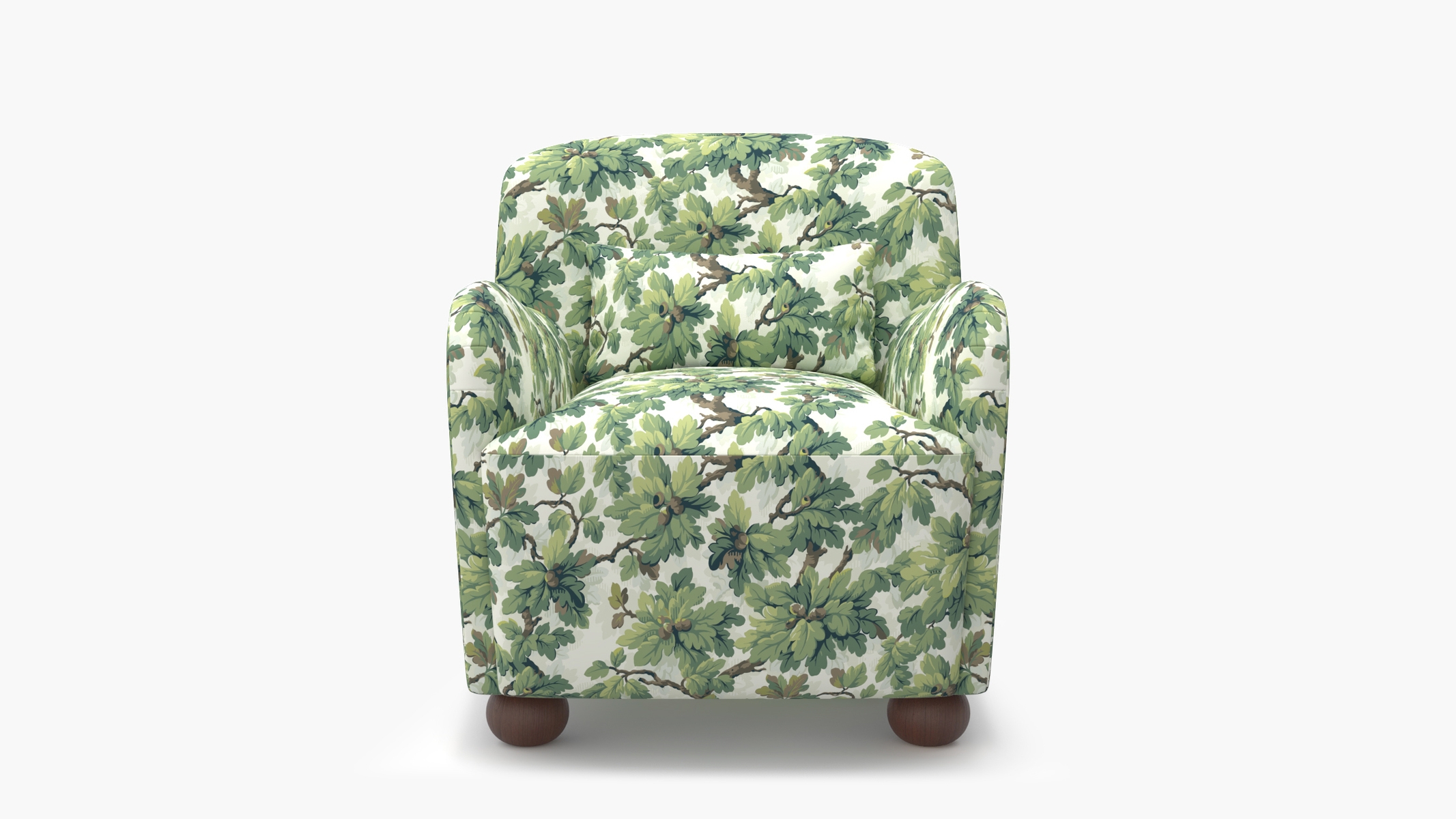 Club Chair, Vert Woodland, Walnut Bun Foot - Image 0