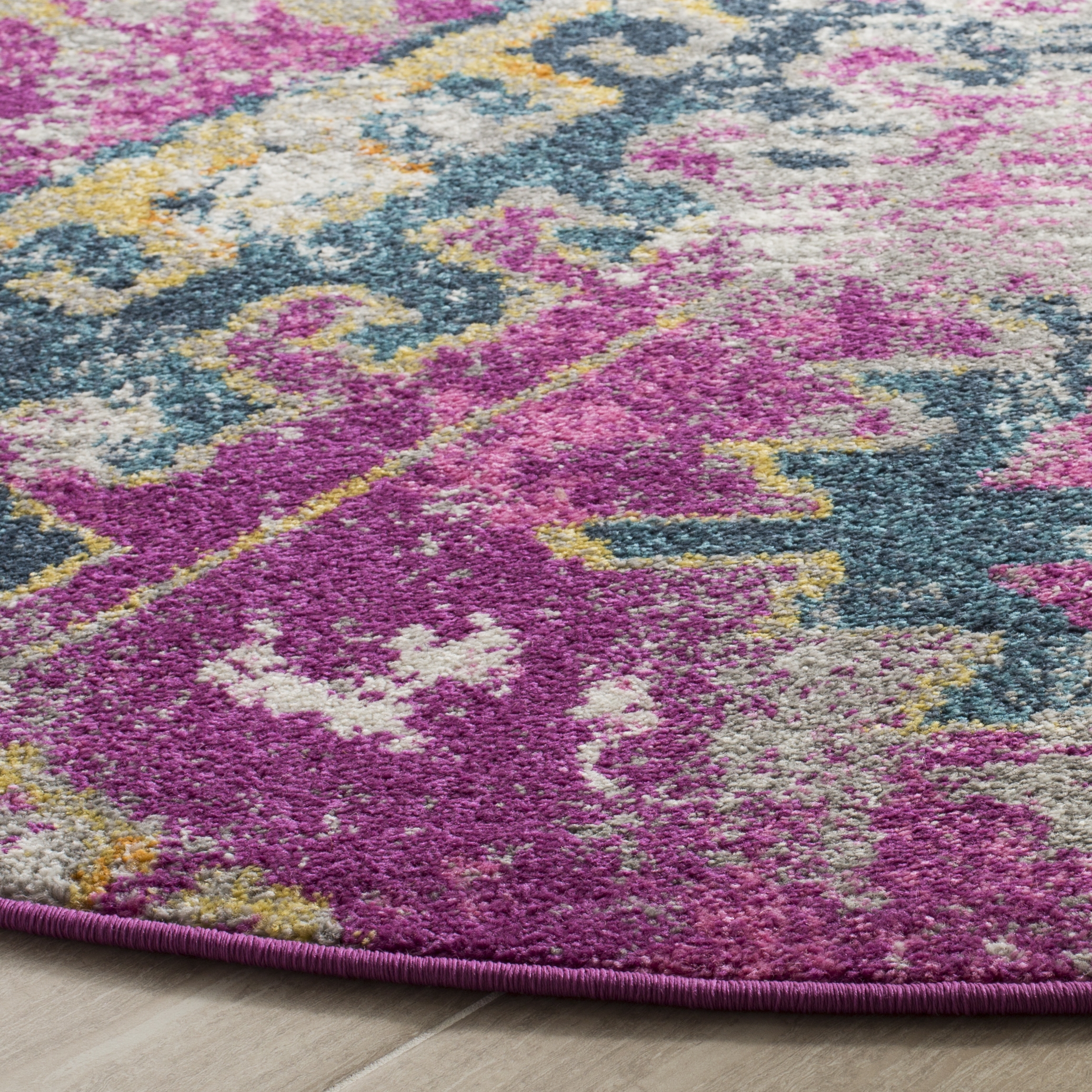 Arlo Home Woven Area Rug, MAD125F, Fuchsia/Blue,  6' 7" X 6' 7" Round - Image 2