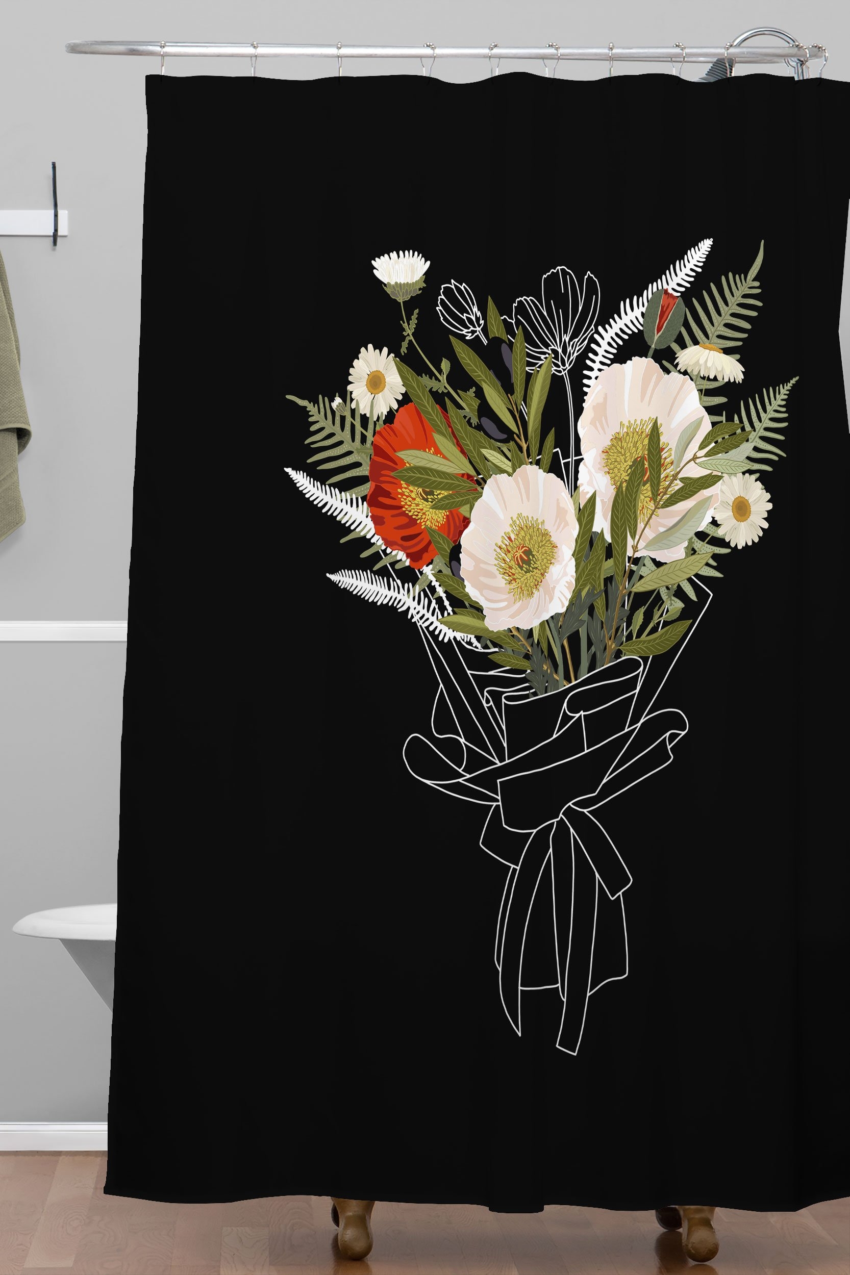 Iveta Abolina Cora Poppy Shower Curtain - Standard 71"x74" - Image 1