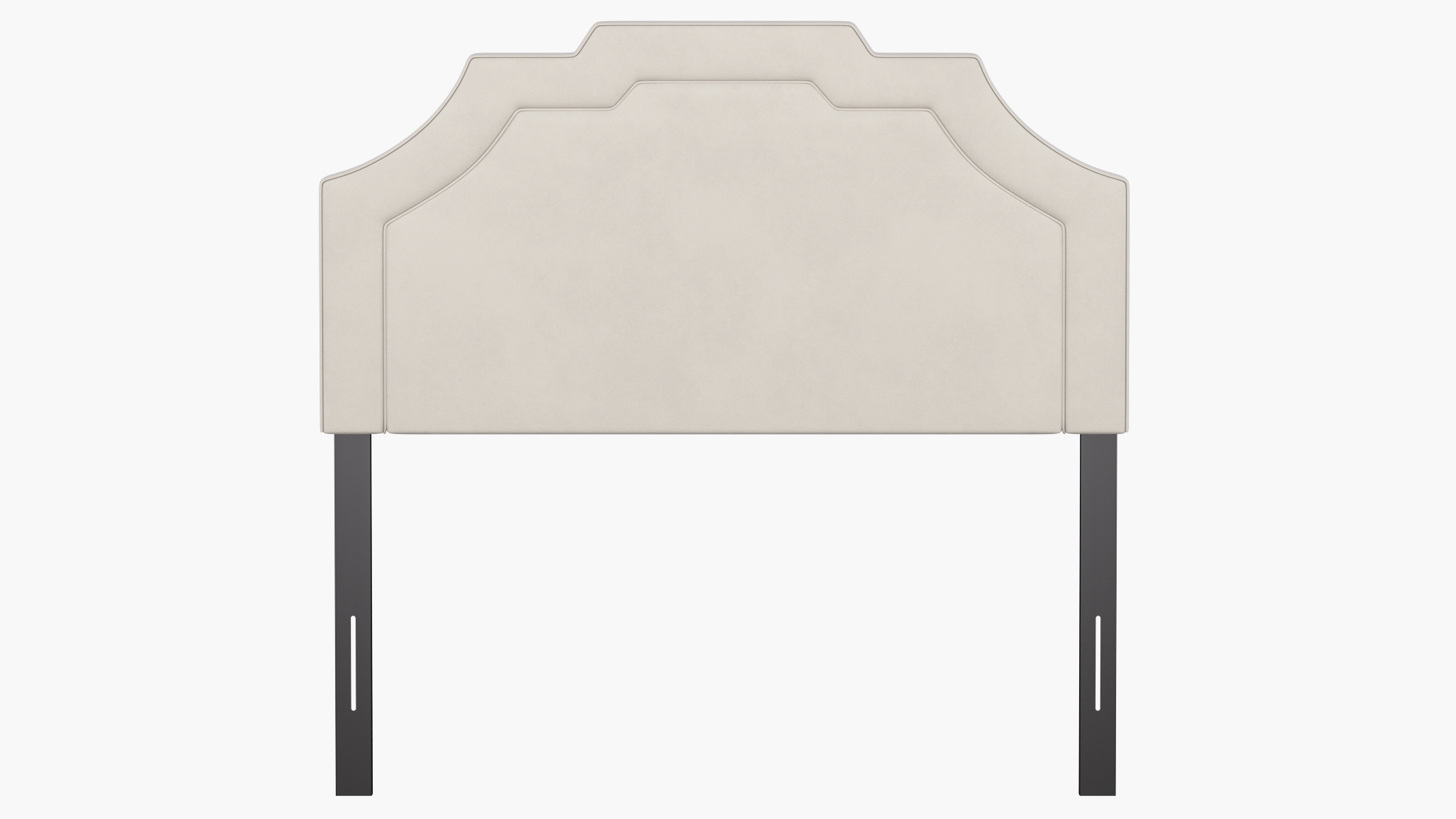 Art Deco Headboard, White Classic Velvet, Full - Image 1