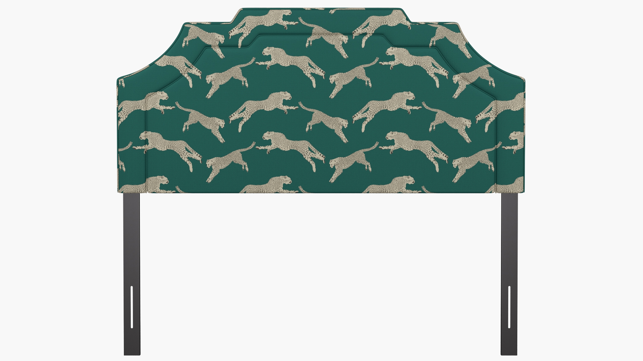 Art Deco Headboard, Polo Green Cheetah, Queen - Image 1