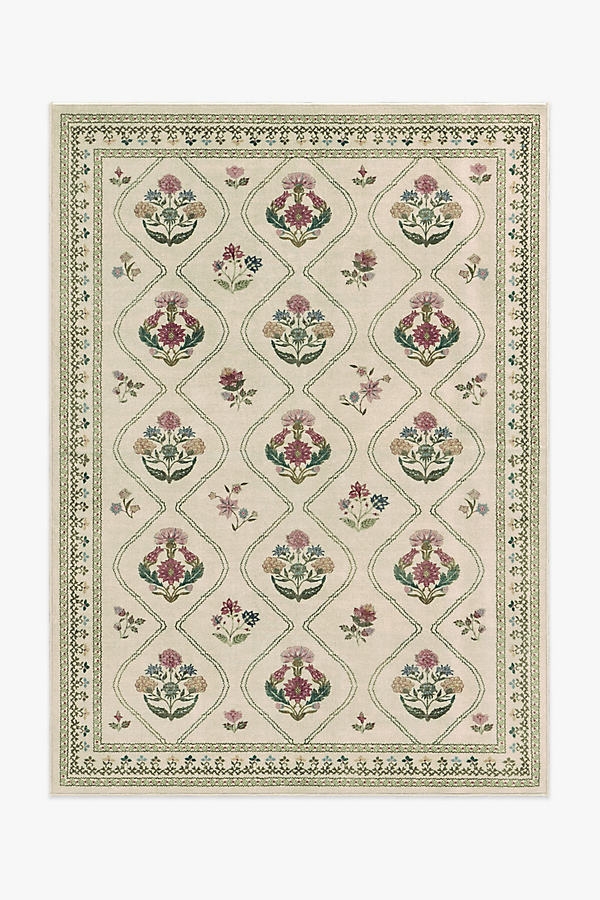 Washable Trellis Floral Olivia Rug - Image 0