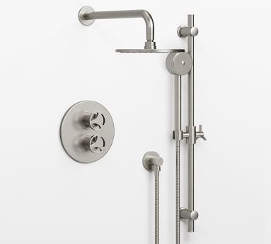 Tilden Thermostatic Cross-Handle Shower With Hand-Held Shower, Matte Black - Image 5