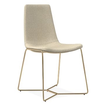 Slope Dining Chair, Performance Coastal Linen, Oatmeal, Antique Brass - Image 0
