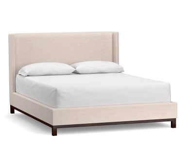 Jake Upholstered Bed with Gray Wash Frame, King, Brushed Crossweave Navy - Image 3