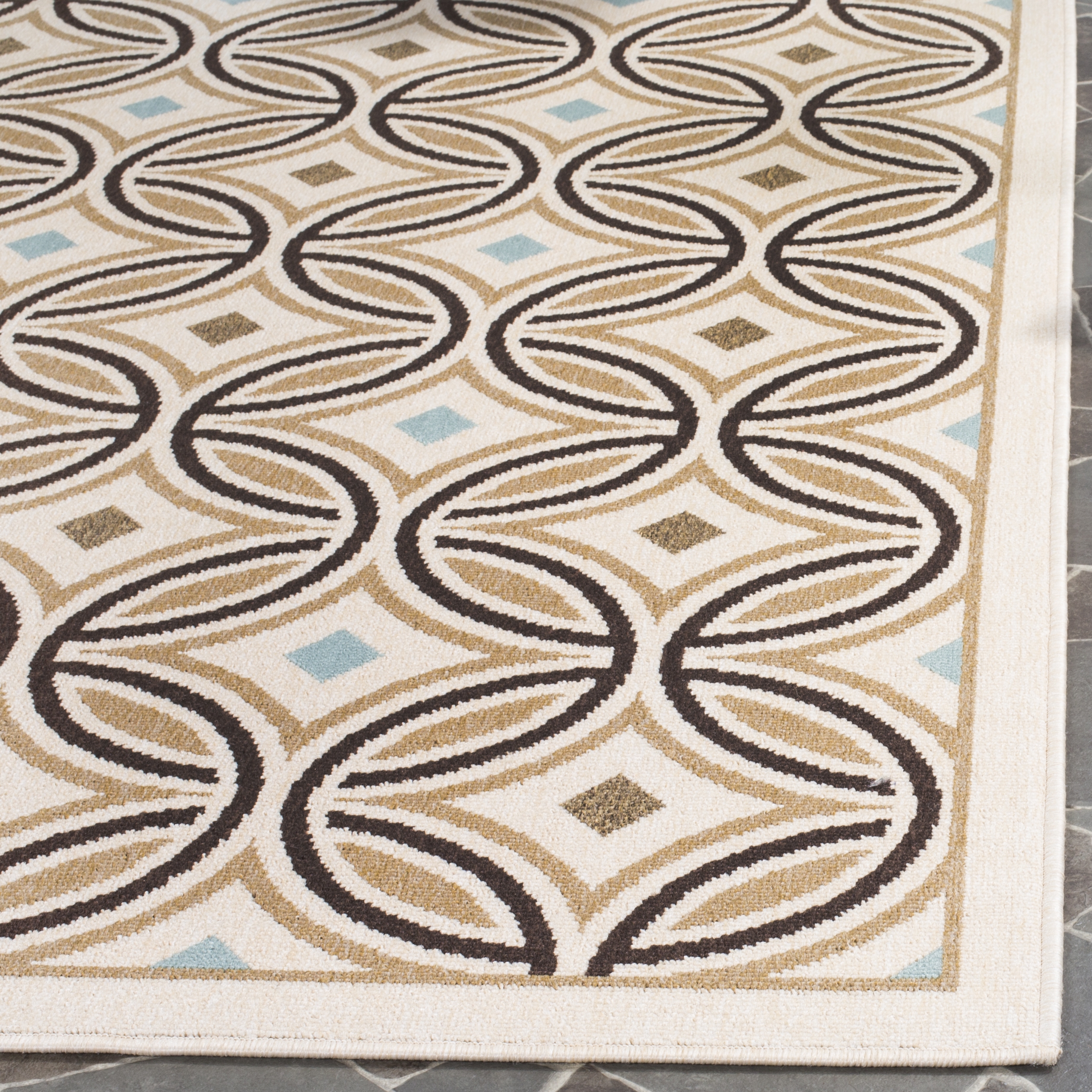 Arlo Home Indoor/Outdoor Woven Area Rug, VER047-0212, Cream/Chocolate,  4' X 5' 7" - Image 2