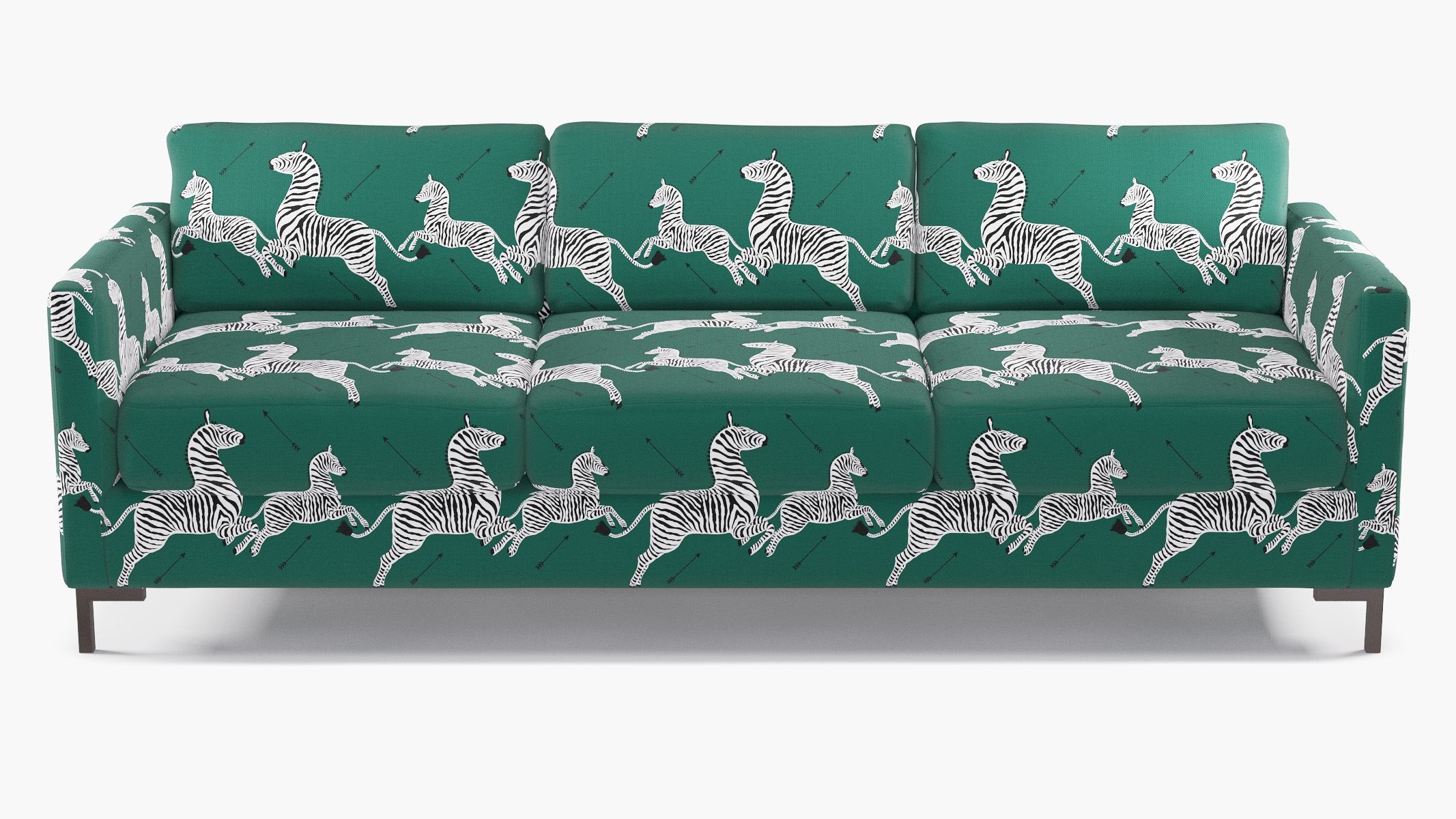 Modern Sofa, Emerald Zebra, Bronze L Leg - Image 0