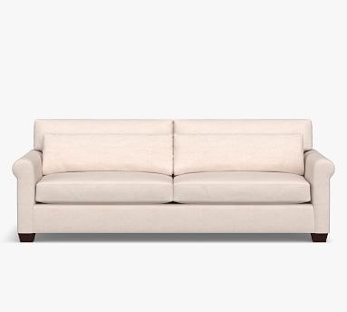 York Roll Arm Upholstered Deep Seat Loveseat 72", Down Blend Wrapped Cushions, Performance Heathered Basketweave Platinum - Image 2