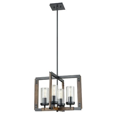Apalachin 4 - Light Unique Geometric Chandelier with Wood Accents - Image 0