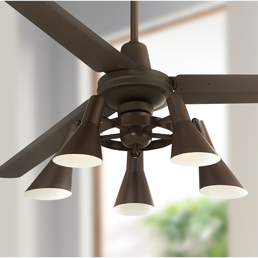 60" Casa Vieja Turbina DC Bronze LED Ceiling Fan with Remote - Image 0