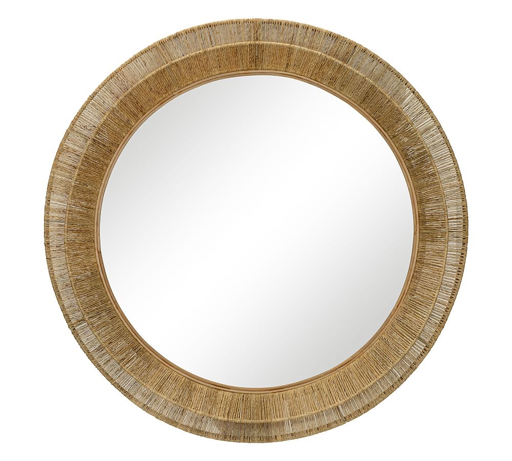 Wren Jute Round Mirror, 40"W, Brown - Image 0