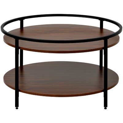 Modern Round Coffee Table 2 Tiers Side Table With Sink Top,For Living Room(Espresso) - Image 0