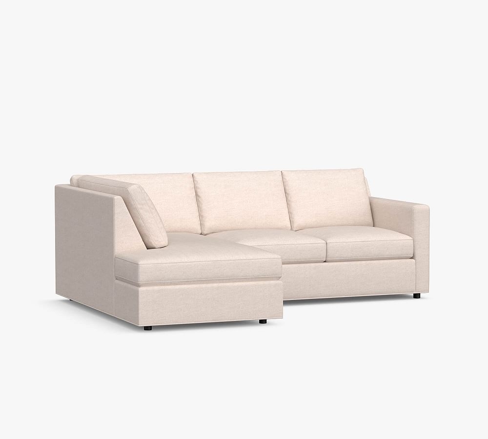 Sanford Square Arm Upholstered Right Sofa Return Bumper Sectional, Polyester Wrapped Cushions, Performance Boucle Pebble - Image 0