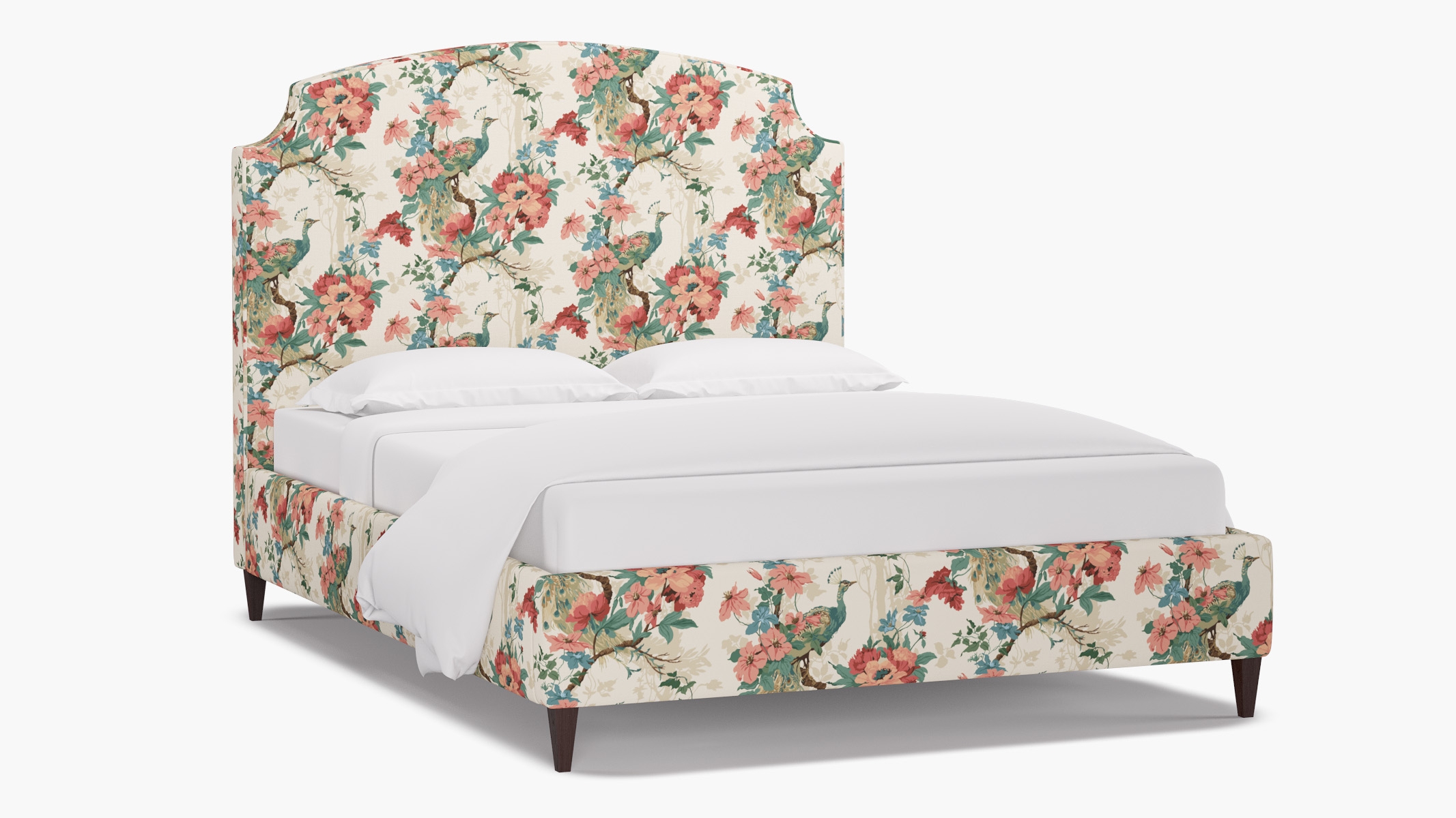 Cove Bed, Rose Peacock Park, Espresso Square Tapered Leg, King - Image 1