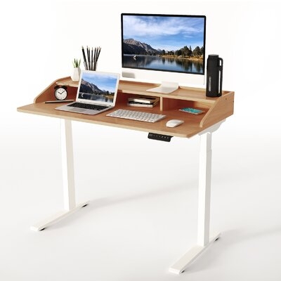 Home Office Electric Height Adjustable Standing Desk 2-Tier Design - Image 0