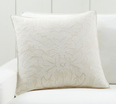 Francesca Hand Embroidered Pillow Cover, 24", Ivory Multi - Image 2