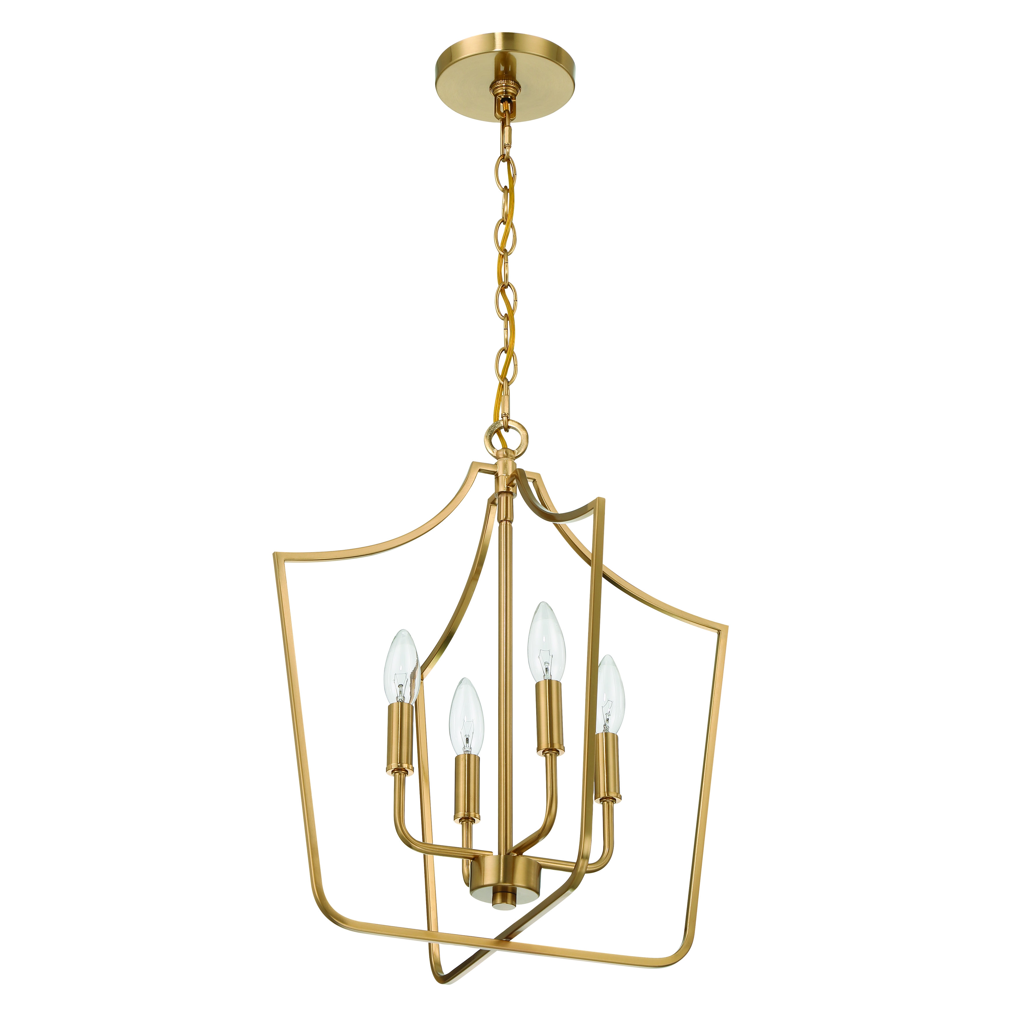 Constance - Tapered Metal 4-Light Candelabra Chandelier Style Ceiling Light, Brushed Gold - Image 0
