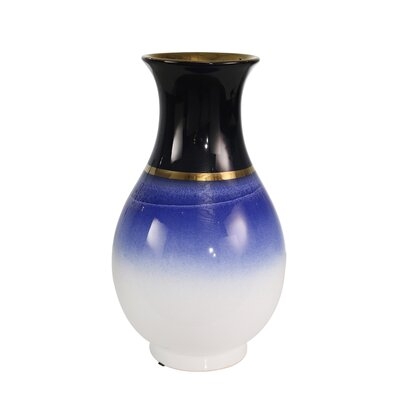 Villar Blue 14" Ceramic Table Vase - Image 0