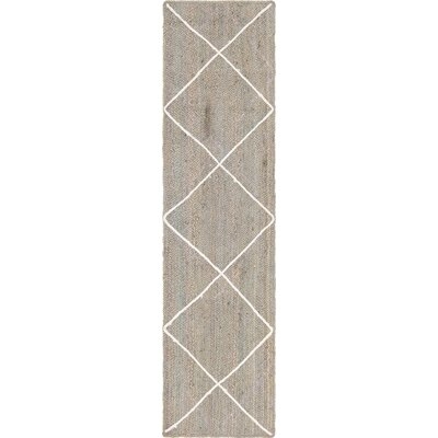 Alonza Geometric Hand-Made Braided Jute Gray Area Rug - Image 0