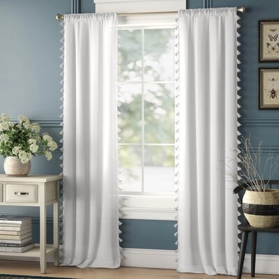Bartholomew 100% Cotton Solid Color Semi-Sheer Rod Pocket Single Curtain Panel - Image 0