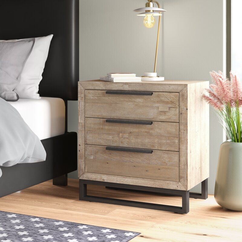 Suzette 3 Drawer Solid Wood Nightstand, Light Taupe - Image 4