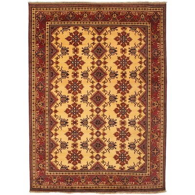 One-of-a-Kind Hugo Hand-Knotted 2010s Kargahi Cream/Red/Beige 9'9" x 13'4" Wool Area Rug - Image 0