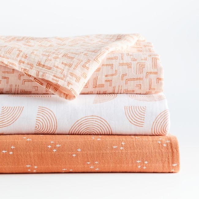 Pink Modern Organic Baby Swaddle Blankets, Set of 3 - Image 0