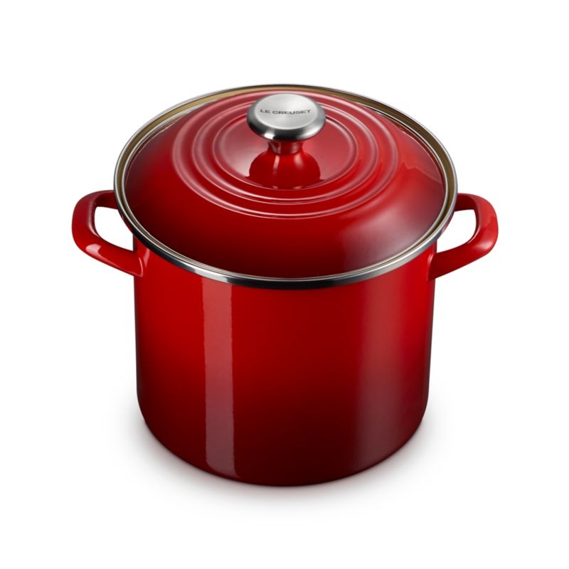 Le Creuset ® 8-Qt. Cerise Enameled Stockpot with Stainless Steel Knob - Image 2