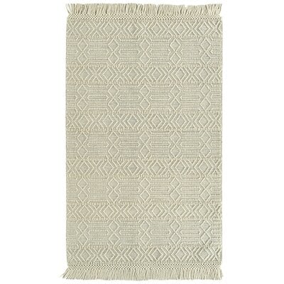 Geometric Handmade Flatweave Wool Ivory Area Rug - Image 0