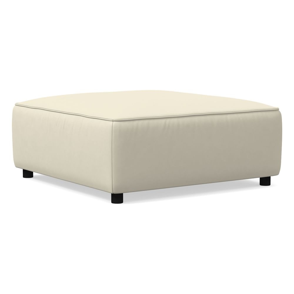 Remi Ottoman, Memory Foam, Vegan Leather, Snow, Concealed Support - Image 0
