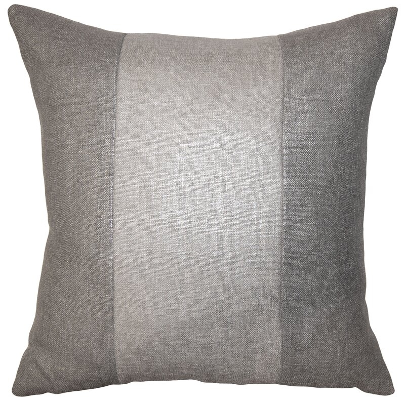 Square Feathers Jetson Silver Pillow Cover & Insert - Image 0