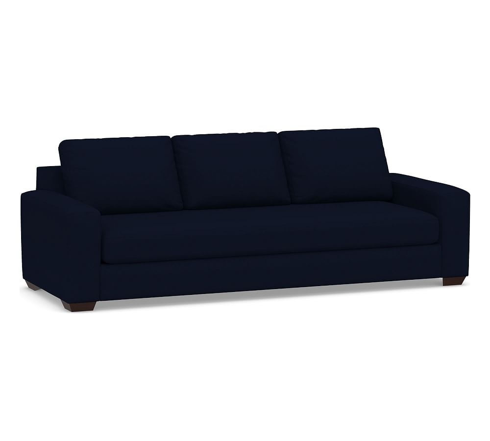 Big Sur Square Arm Upholstered Grand Sofa 105" with Bench Cushion, Down Blend Wrapped Cushions, Performance Everydaylinen(TM) Navy - Image 0